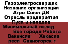 Газоэлектросварщик › Название организации ­ Агро-Союз ДВ › Отрасль предприятия ­ Пуск и наладка › Минимальный оклад ­ 55 000 - Все города Работа » Вакансии   . Хакасия респ.,Саяногорск г.